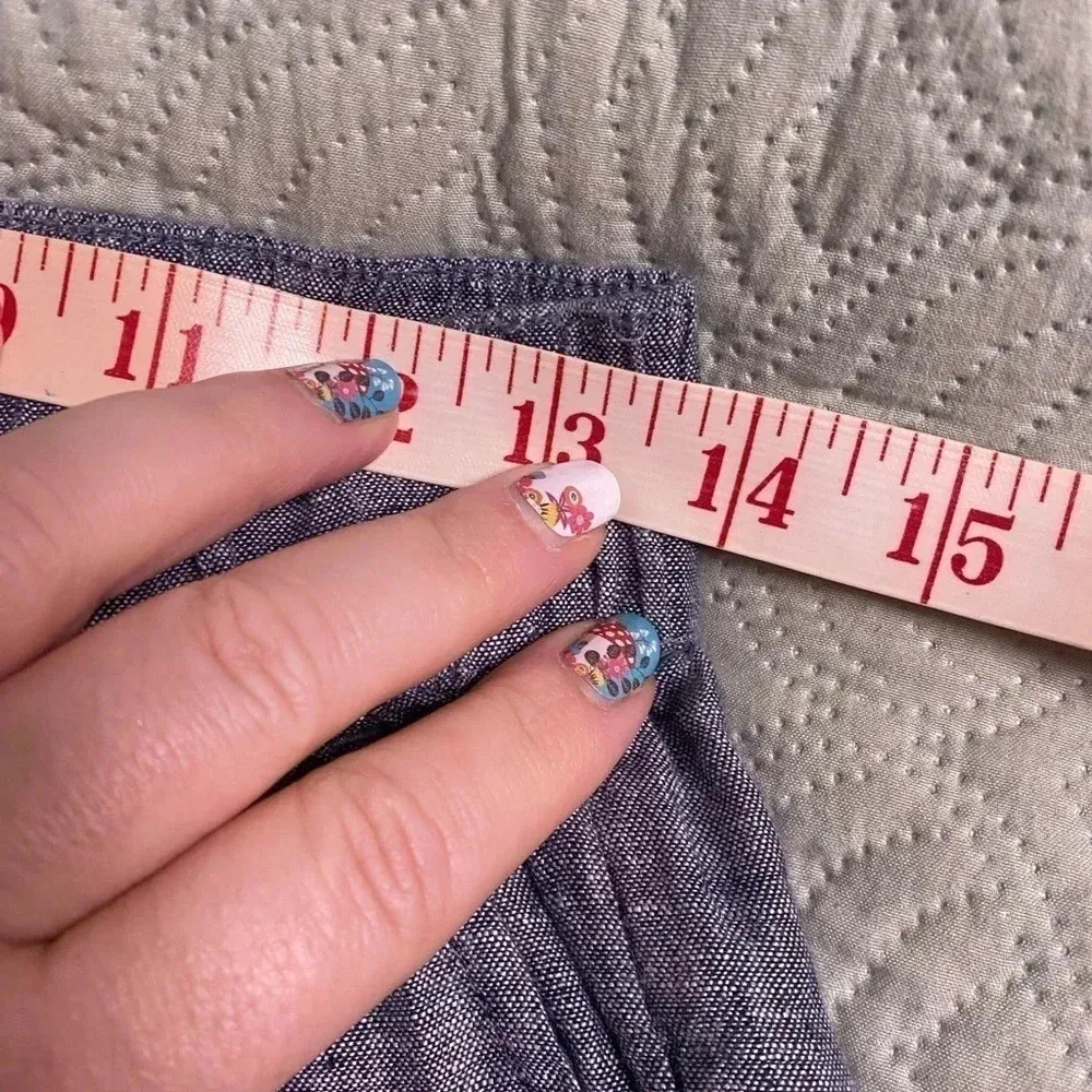 RACHEL ROY 100% Linen Cropped Pants Chambray Blue Breathable Casual Size Small - Image 6