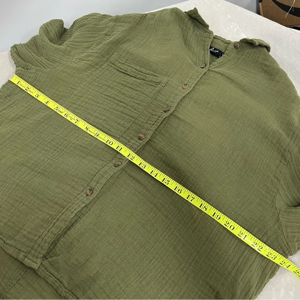 Urban Outfitters Out From Under small Olive Green Button Down Long Sleeve Top - Image 8