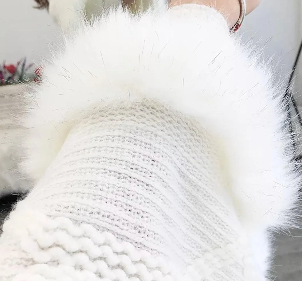 Faux Fur Bat Sleeve Poncho (Khaki) Only Tan - Image 5