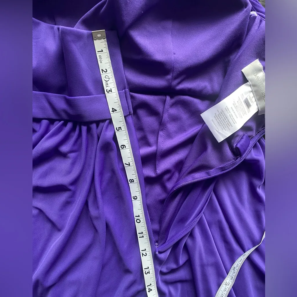 David’s Bridal Purple Chiffon Tulle Strapless One Shoulder Sash Dress‎ Size 8 - Image 11