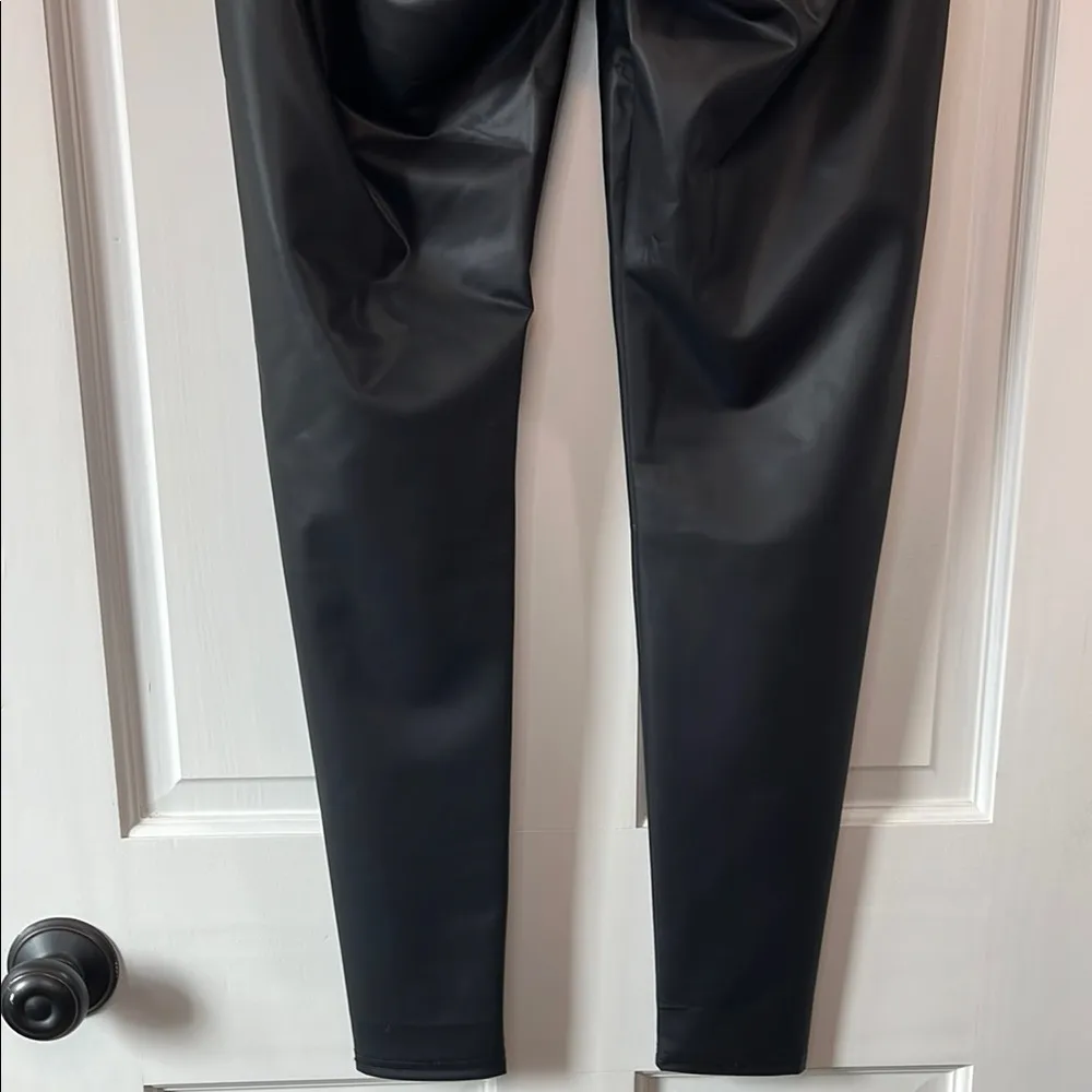 NWOT Amazon Sleek Black Faux Leather High Waisted Leggings - Size Large - Image 9