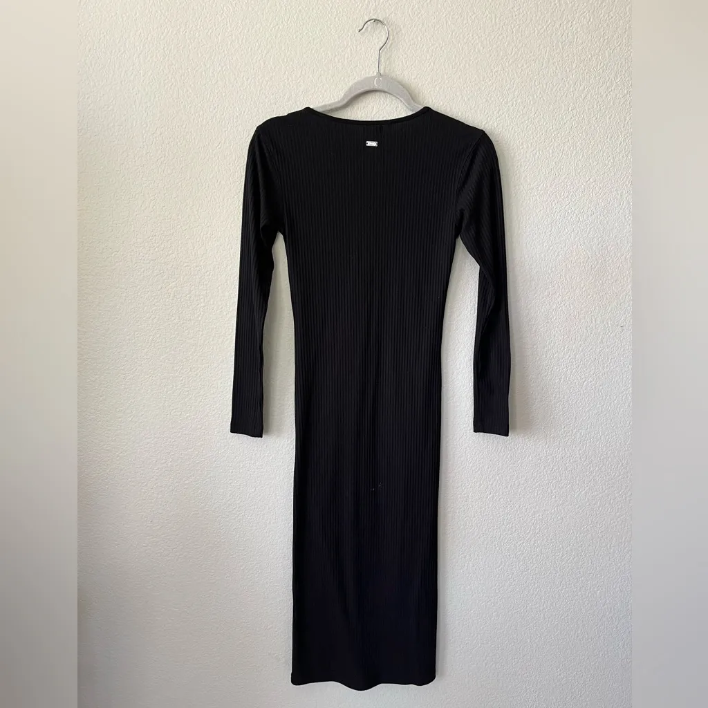Buffalo David Bitton Faye Solid Knit Button Down Midi Dress Black Women's Size S - Image 5