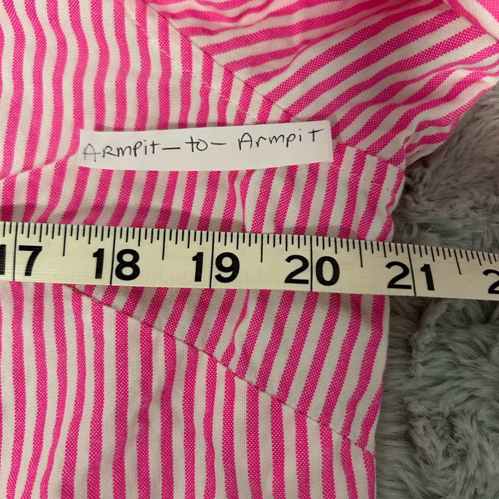 Vineyard Vines Women’s Pink and White Striped Button Down Preppy Oxford Shirt - Image 5