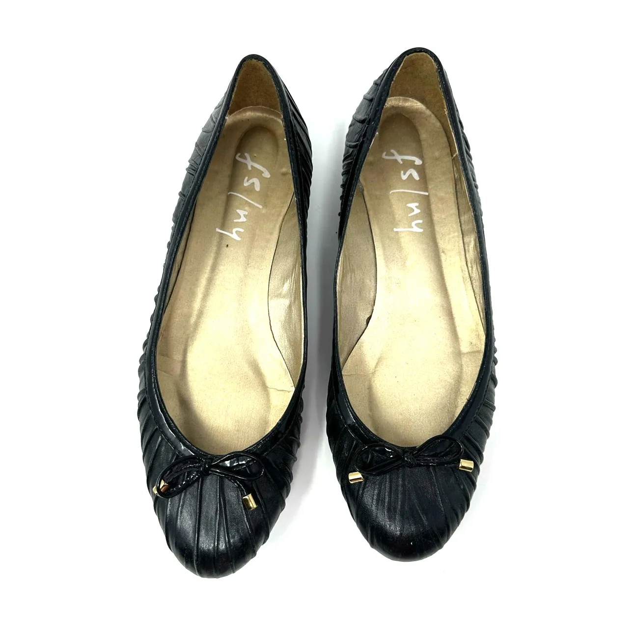 fs/ny Size 6 Flats Black Ballet Slip‎ on Bow Tie Solid Casual Everyday Basic - Image 2