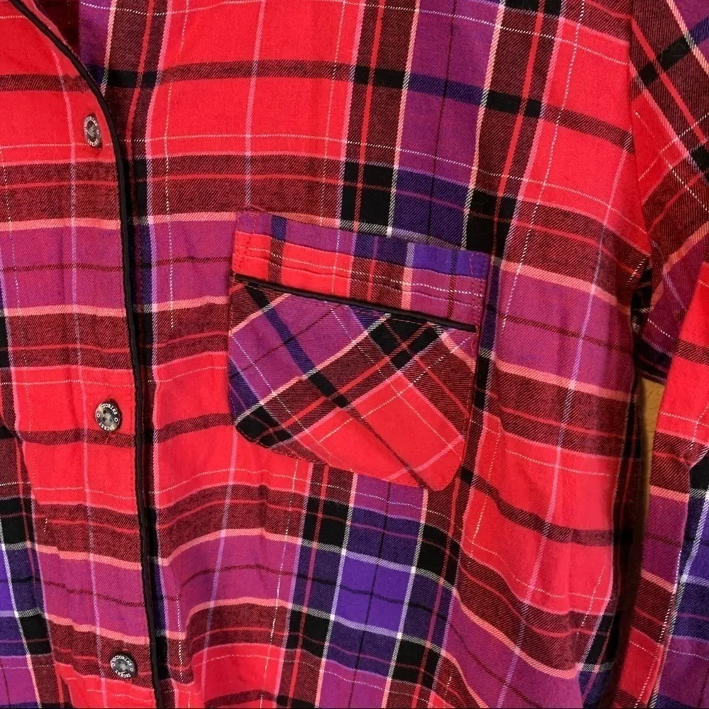 Victoria's Secret Red Tartan Plaid Button-Front Pajama Top Women’s Size XS - Image 2