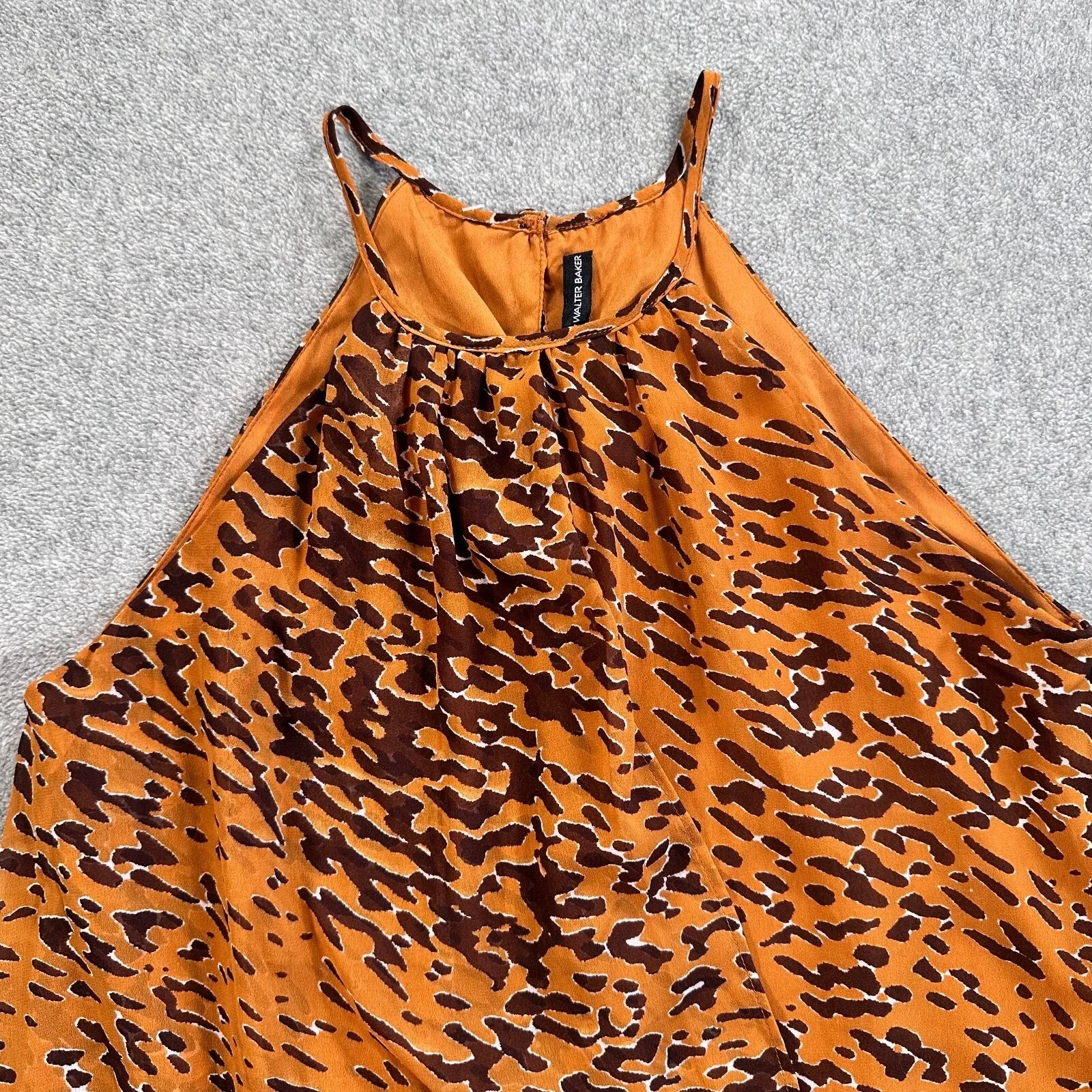 Walter Baker W118 Sleeveless Blouse Women's Small Rust Orange Animal Print - Image 3