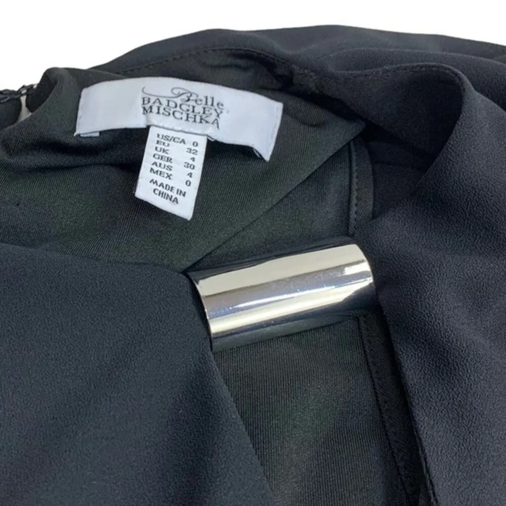 Badgley Mischka | XS-S | Flirty Shift Cocktail Mini Dress Mumu Silver Accent - Image 5