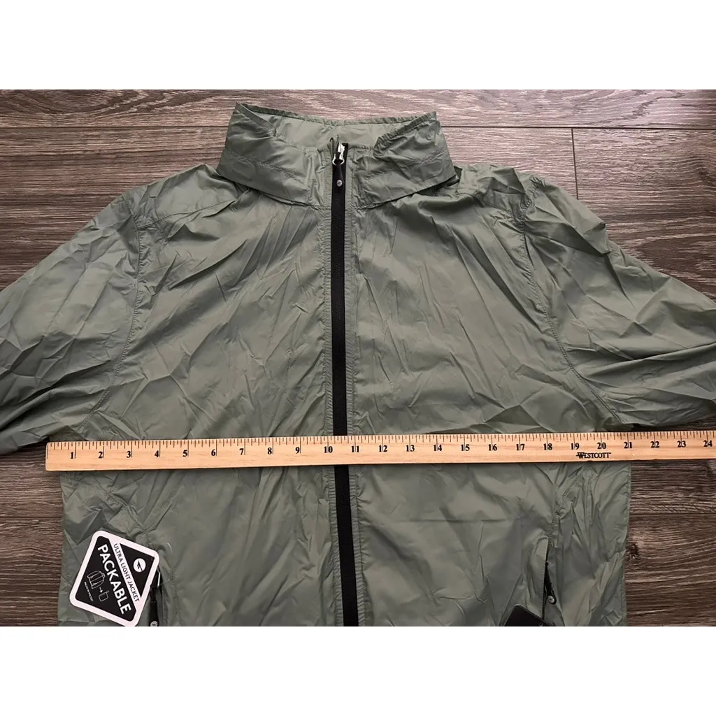 Hi Tec Women’s Ultra Light Packable Jacket Windbreaker size Large Olive - Image 3