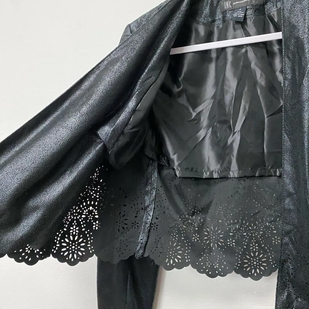 INC International Concepts Black Faux Suede Laser Cut Jacket Women's Size S Emo - Image 5