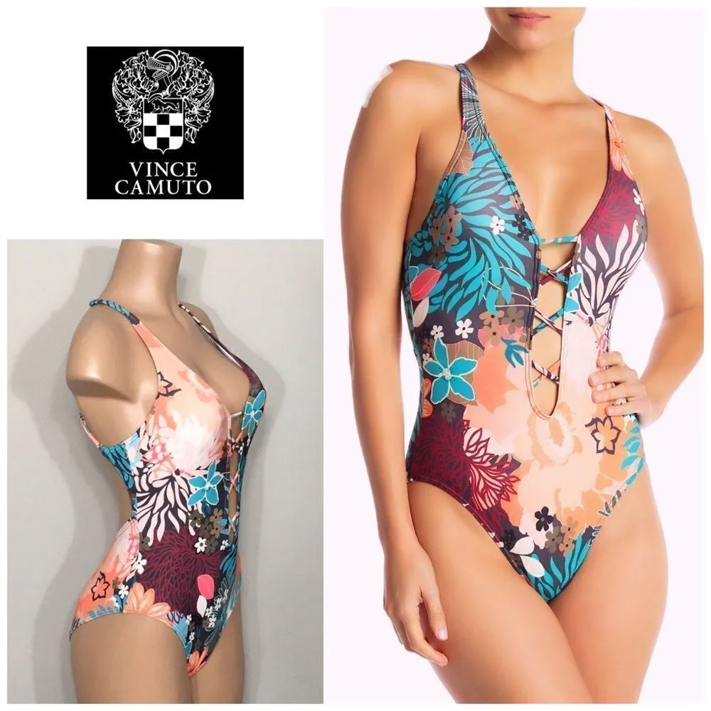 Vince Camuto floral plunge swimsuit. NWT - Image 2