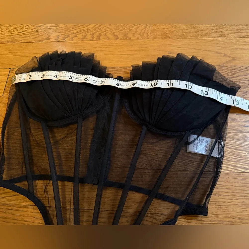Black mesh corset Asymmetrical Bustier top size M Size M - Image 6