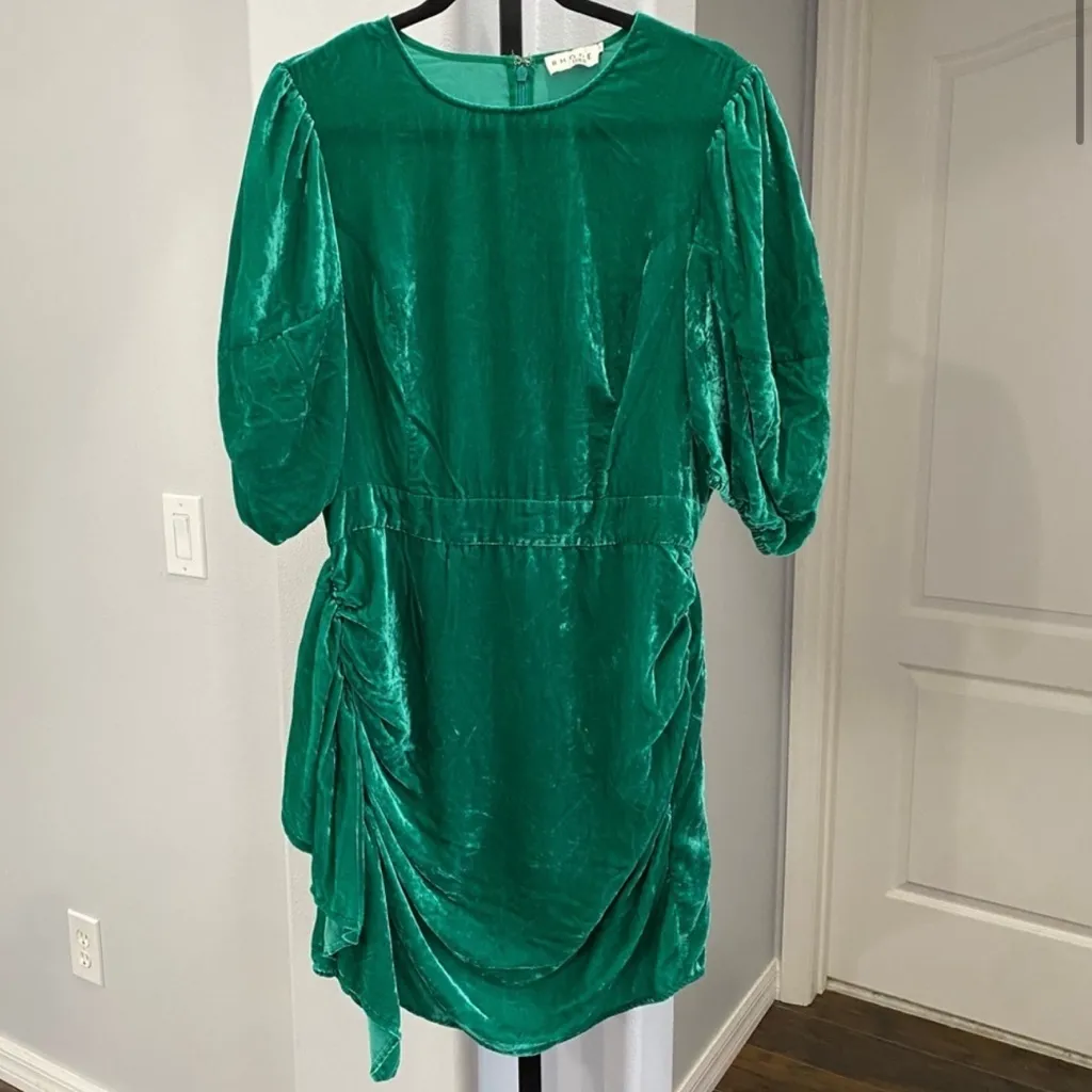 Rhode Pia Ruched Velvet Mini Dress Emerald Green Womens Size‎ 0 - Image 6