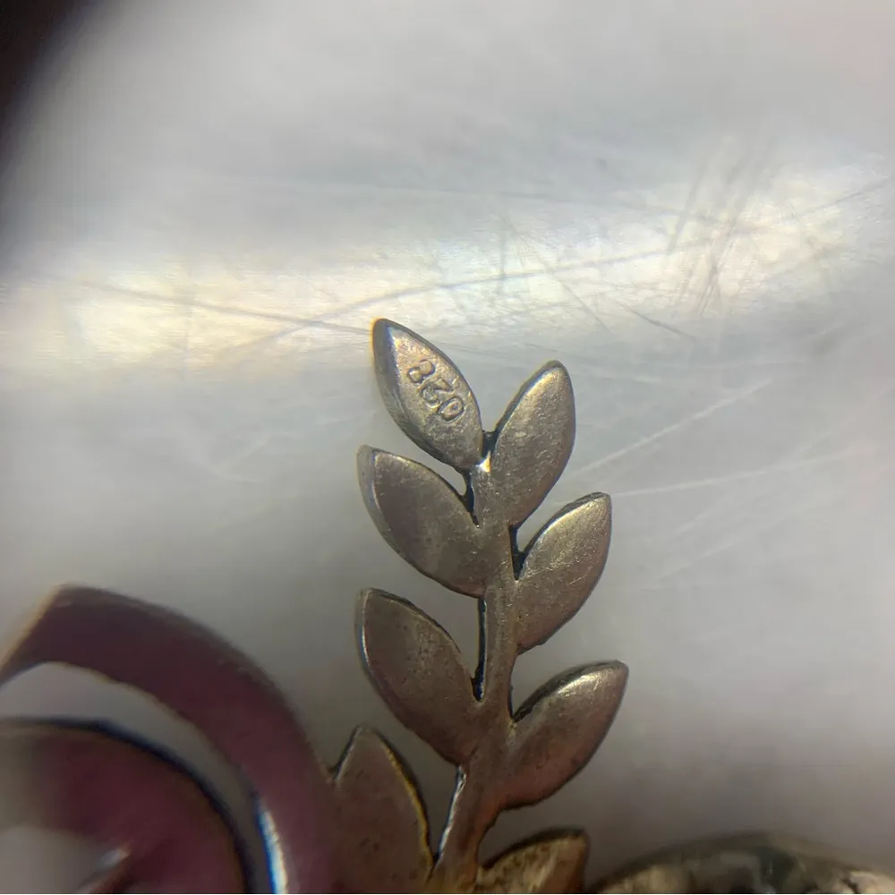 Sweden .830 Silver Marcasite Brooch Lapel Pin Three Crown Mark - Image 5