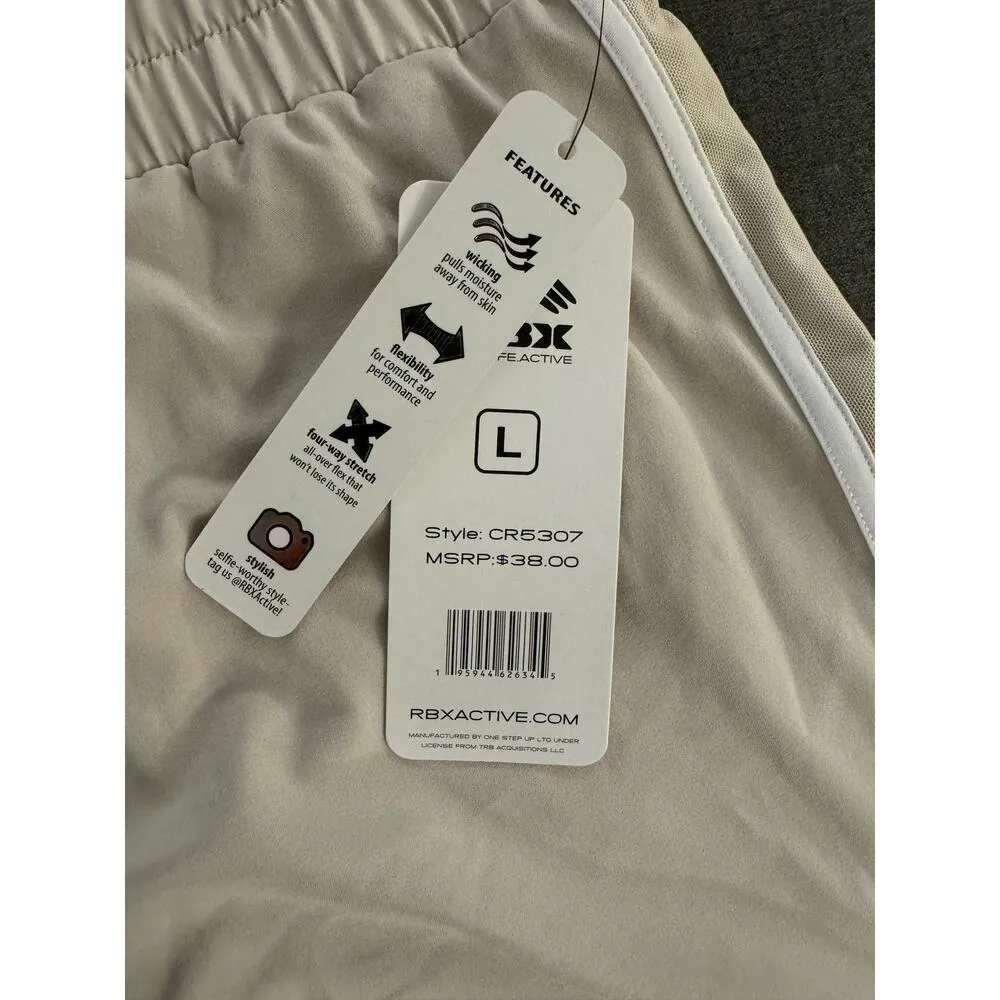 RBX NWT Beige and White Large Shorts w/ Contrast Stripes on Size Tan - Image 3