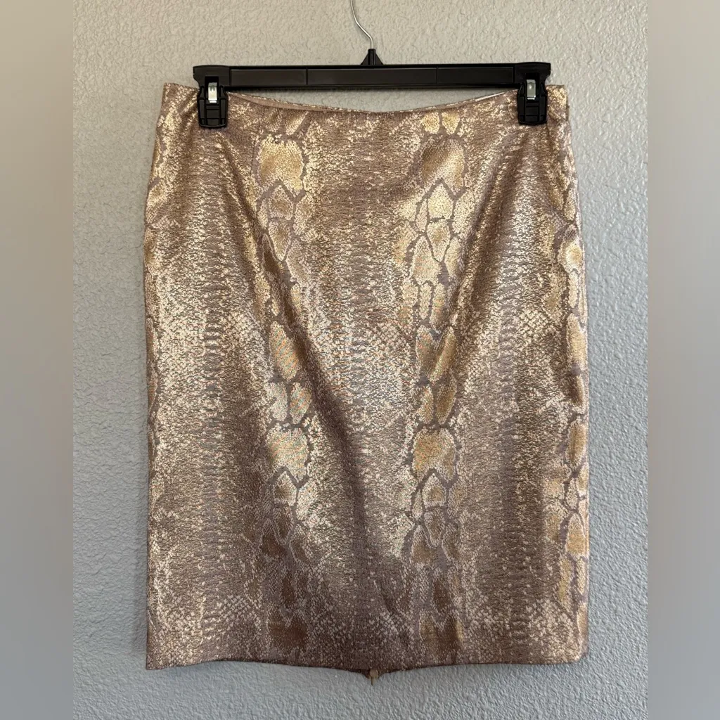 NWT Anne Klein Snake Print Pencil Skirt Size 8 Metallic - Image 2