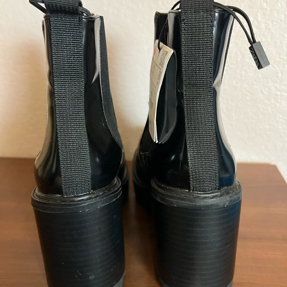 ZARA Black Chunky Ankle Boots Size 8 - Image 3