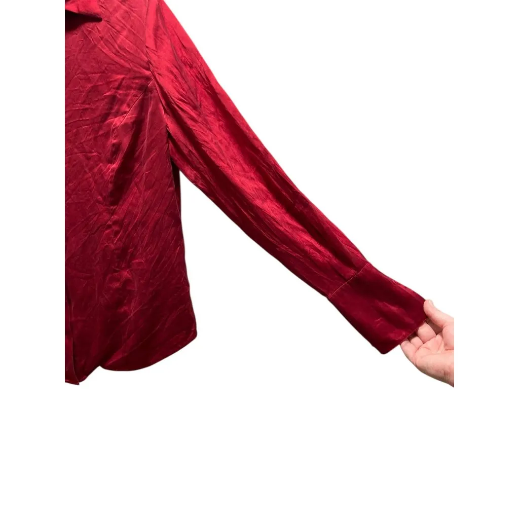 Kate Hill Stretch Silk Blouse Red Size 16 Vintage - Image 7