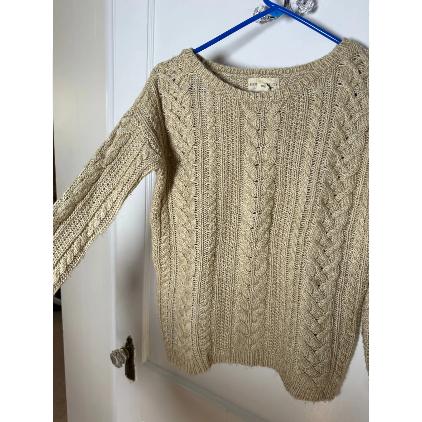 Ralph Lauren Denim & Supply Brown Cable Knit Fisherman Chunky Sweater XS - Image 6