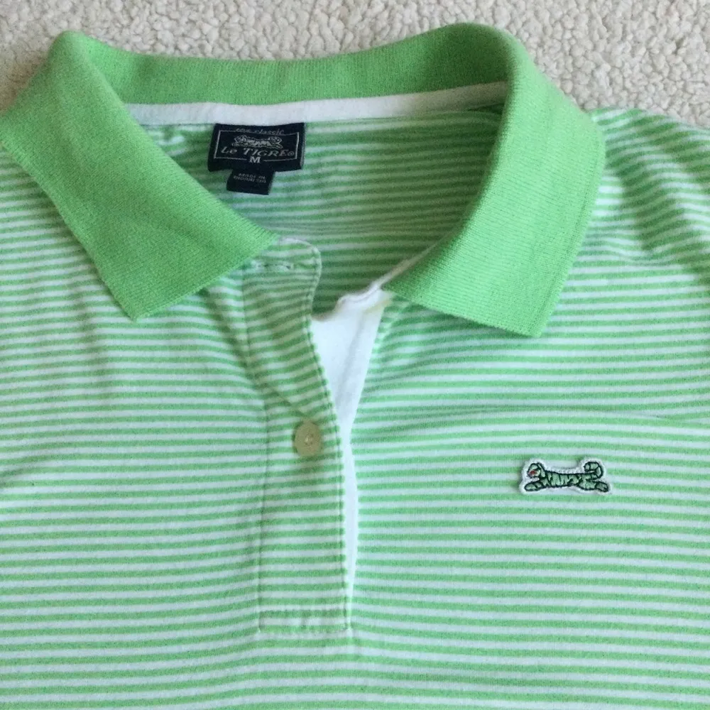 Y2K Polo Shirt Stretch Green Striped - Image 6