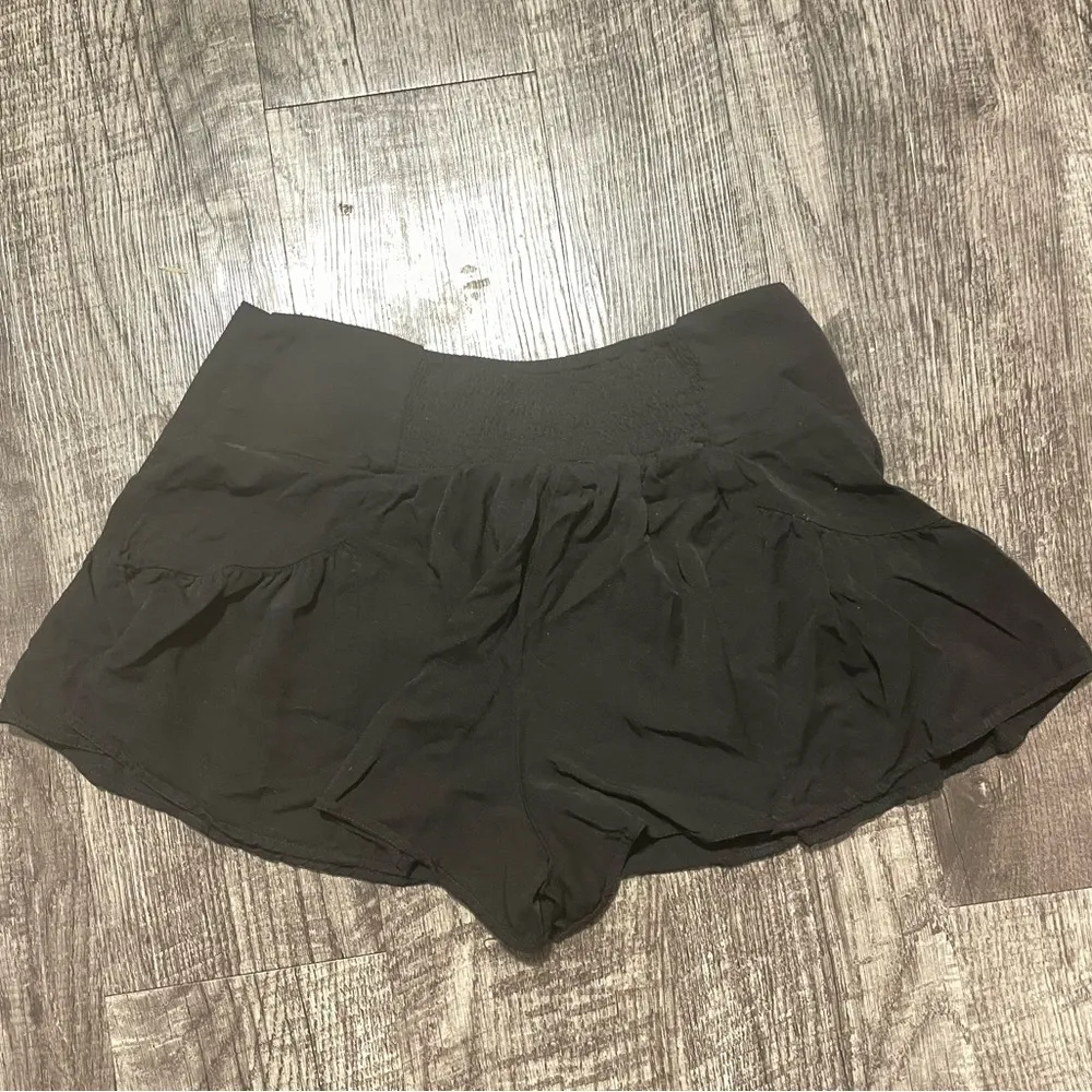 Boutique Ruffle Shorts Womens Small Tie Bow Flowy Smocked high waisted festival Black - Image 7