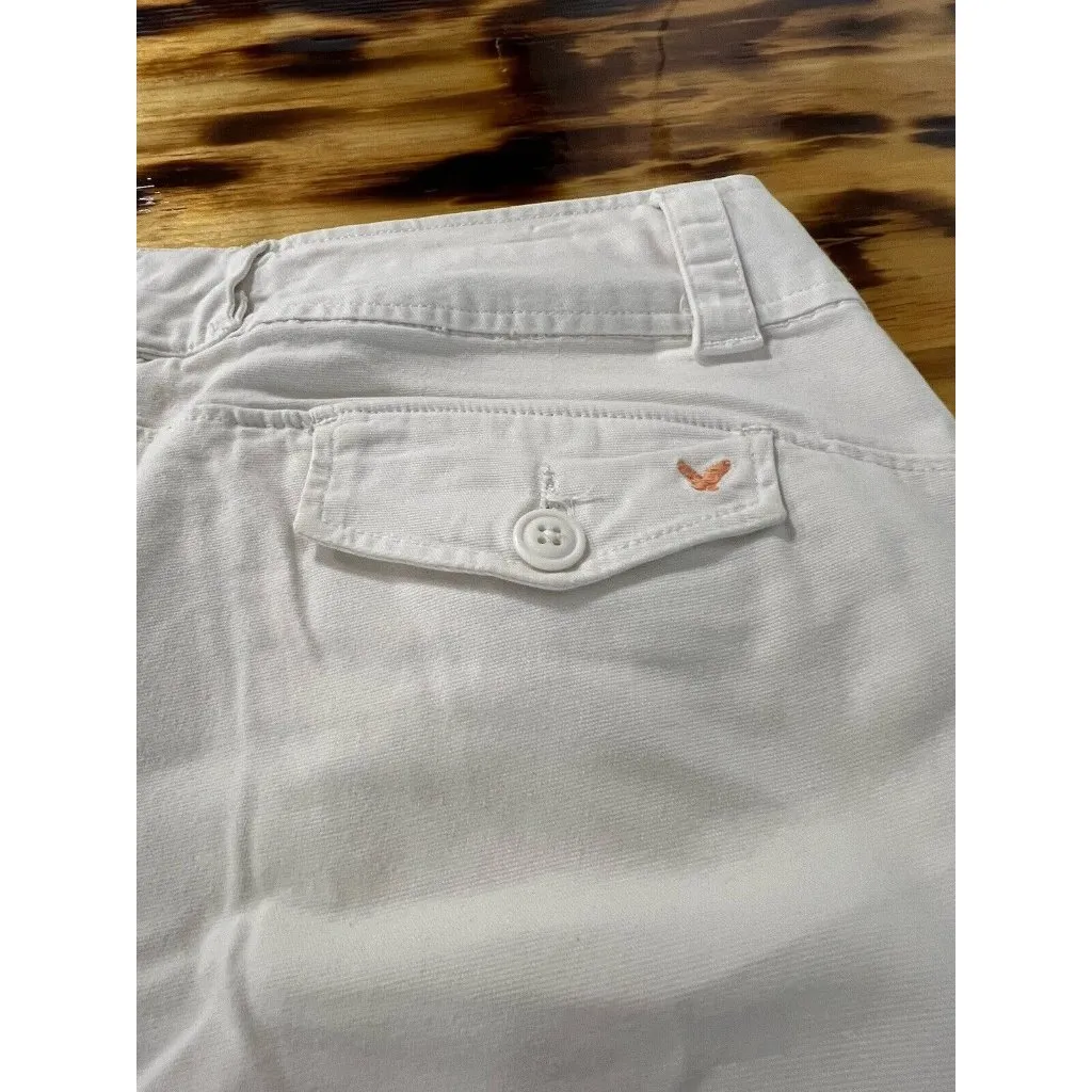 American Eagle Jeans Women Size 10 Wide‎ Leg Crop Stretch White Classic Preppy - Image 12