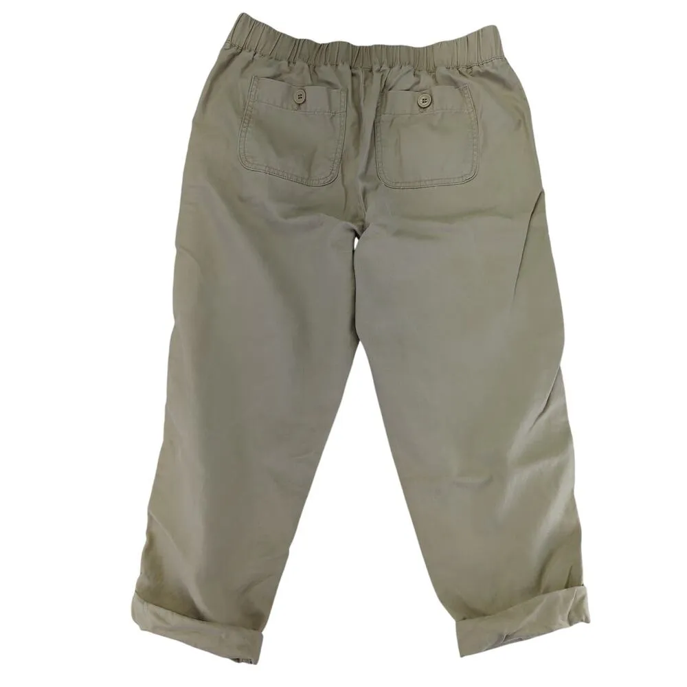 Talbots Khaki Pull-on Cropped Pants Women's 6P Rolled Hem Casual Summer Gorpcore - Image 2