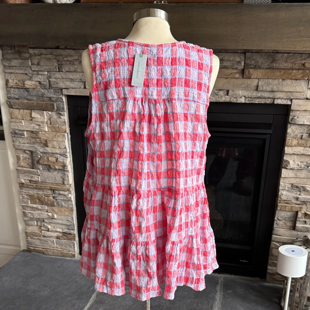Anthropologie Checkered Sleeveless Blouse - Image 6