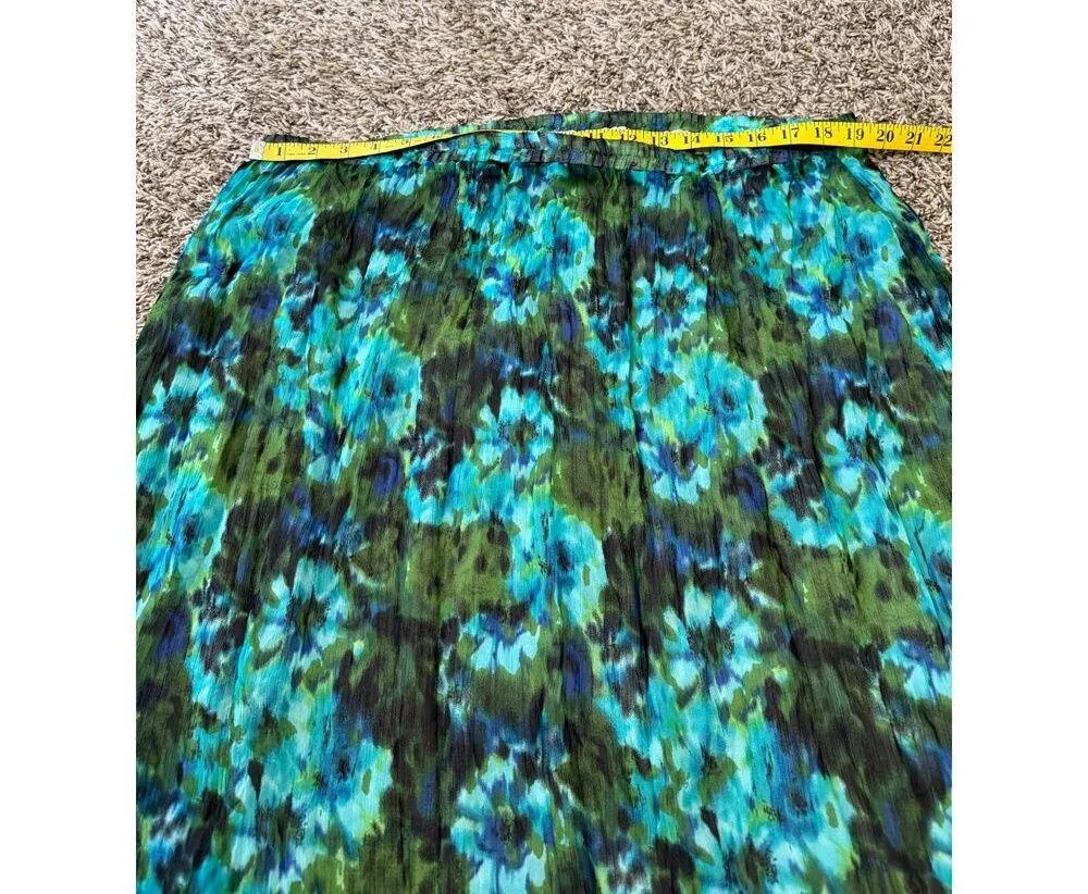 Dressbarn Blue Green Watercolor Pattern Midi Skirt Womens Sz 18/20 Pull On - Image 5