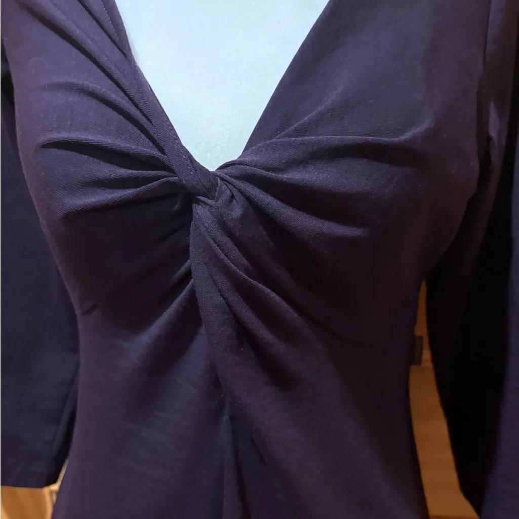 Eddie Bauer purple/eggplant 3/4 sleeve twist front dress  women’s S - Image 3