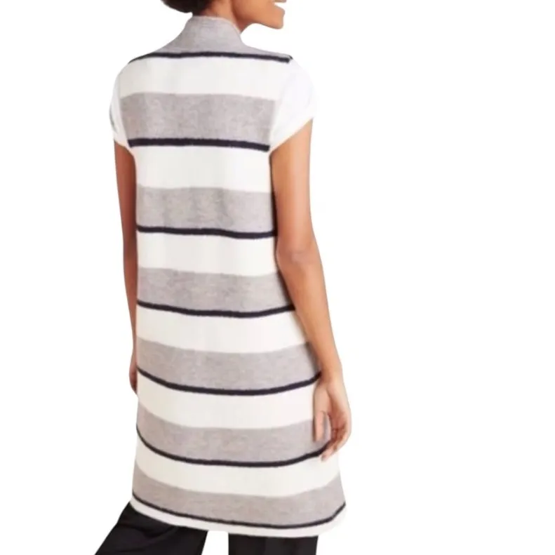 Anthropologie Pencey Striped Sleeveless Open Front Cardigan Sweater Vest Size XS - Image 2