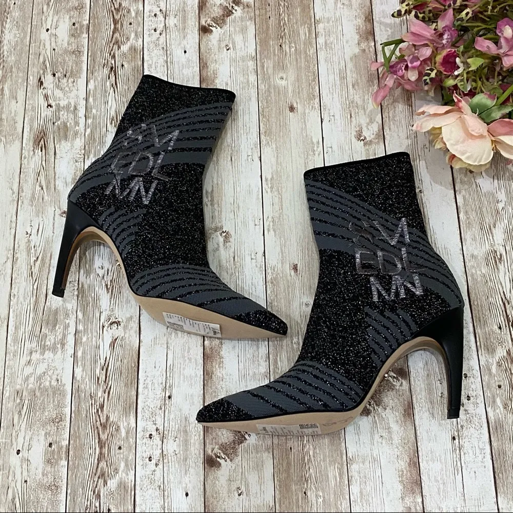 “Fenya” Metallic Pewter Multi Knit Sock Booties Size 6 - Image 4