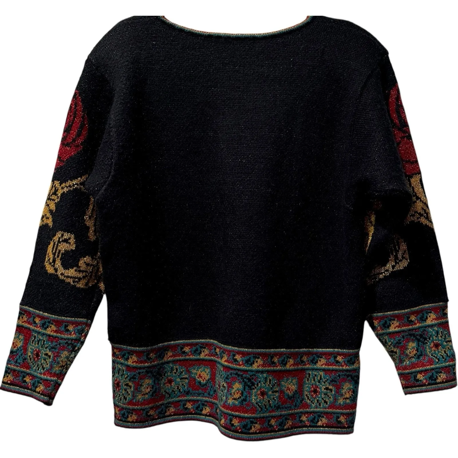 Vintage Anne Pinkerton Boho Floral Tapestry Knit Sweater‎ Art - Image 4