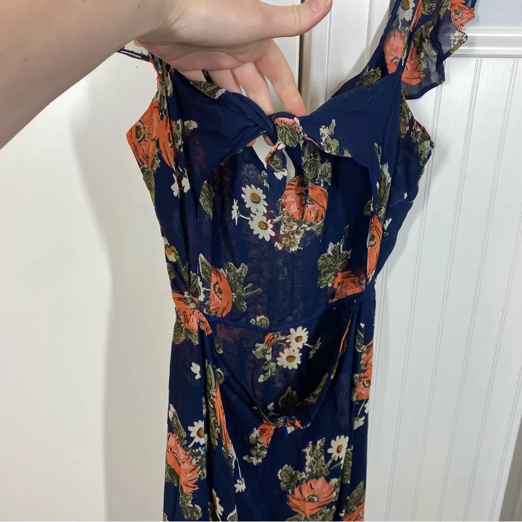 Reformation Miri Jumpsuit Floral Ruffle Wide Leg Crop Cut Out size‎ 4 viscose - Image 4