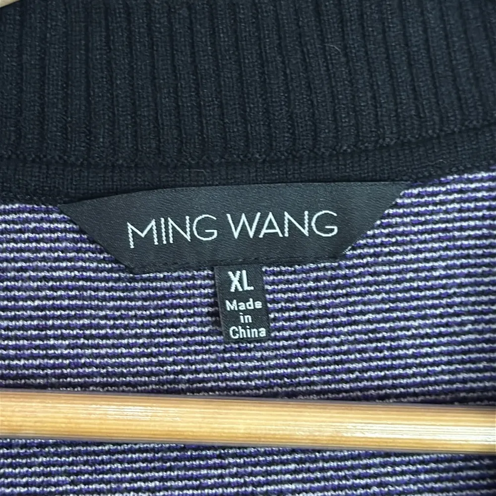Ming Wang Purple Black longline zebra print Long sleeve Knit Cardigan Size XL - Image 9