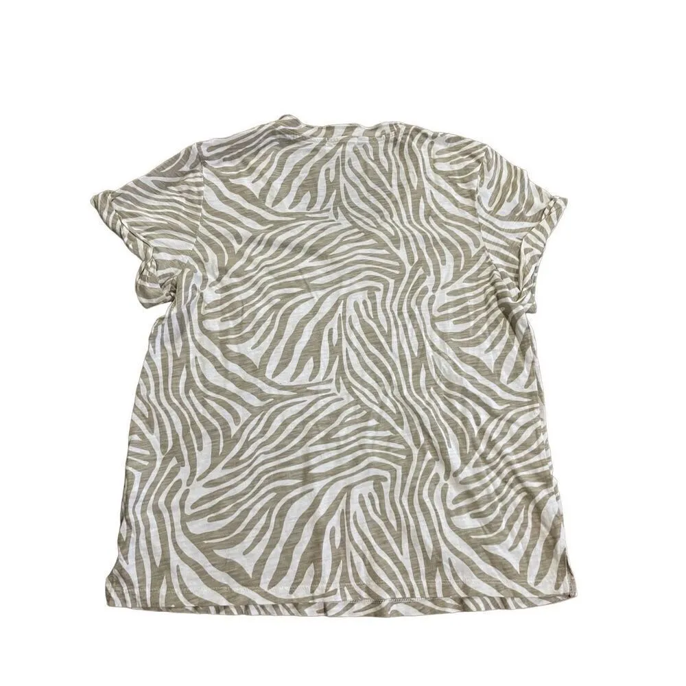 Anthropologie T.La Zebra Print Pocket V-Neck Short Sleeve Tee Shirt NWT small - Image 2