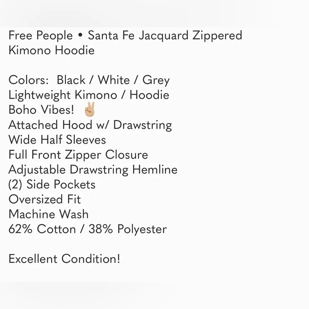 Free People Santa Fe Jacquard Zippered Kimono Hoodie Size Small - Image 12