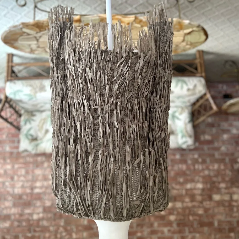 Elan Cardigan Shaggy Fringe Women’s S Knit Open Draped S Boho Chic Ribbon - Image 10