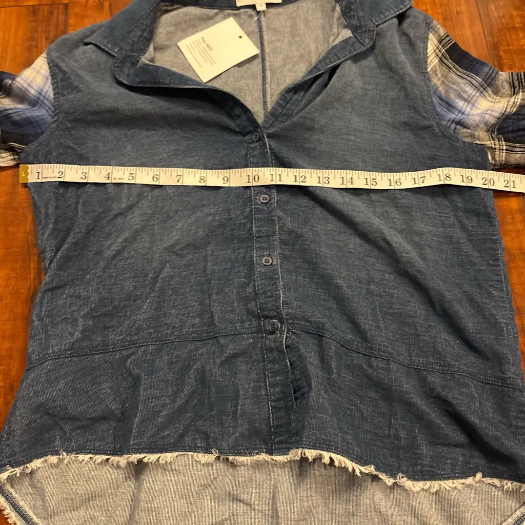 Bella Dahl revolve mixed blue fall flannel denim button down shirt medium NWT - Image 11