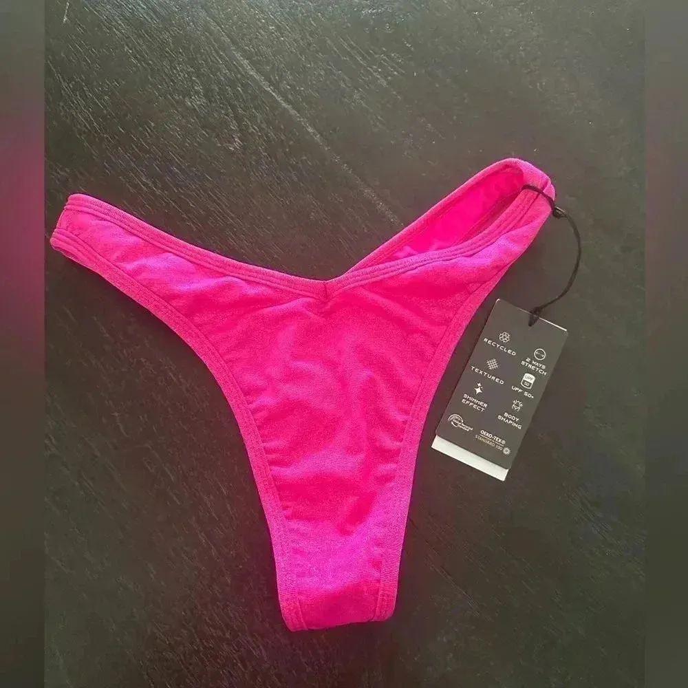 Revolve VDM Kate Reversible Bikini Bottom In‎ Milano Pink Sz S - Image 4