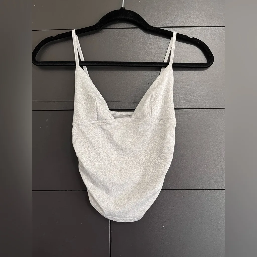 Gray Bodycon Ruched Sides Women’s Tank Top Sz Small EUC - Image 2