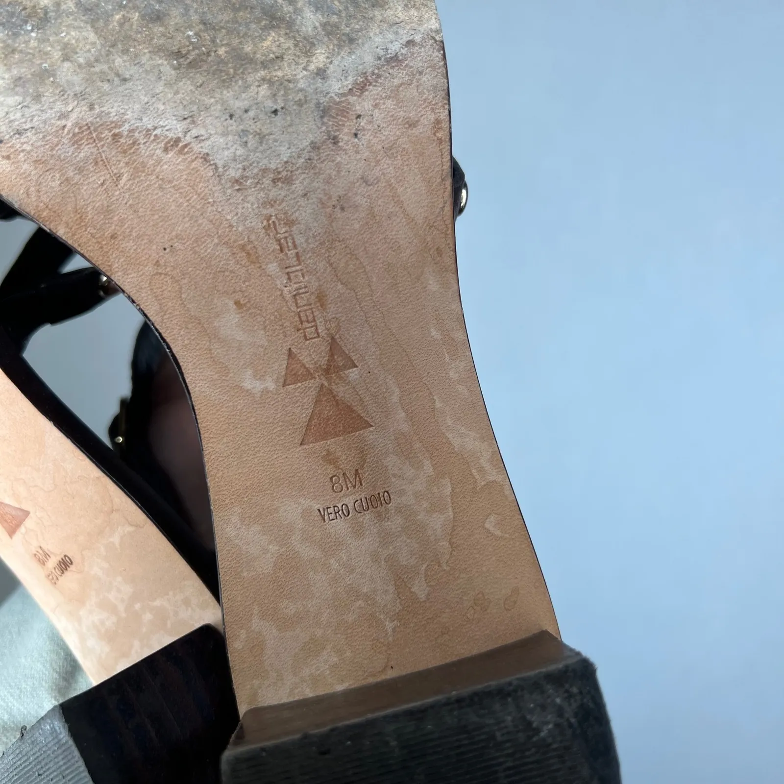 DaniBlack Vintage Y2K Women's Brown Studded Gladiator Thong Sandals Heels 8M Size 8 - Image 5