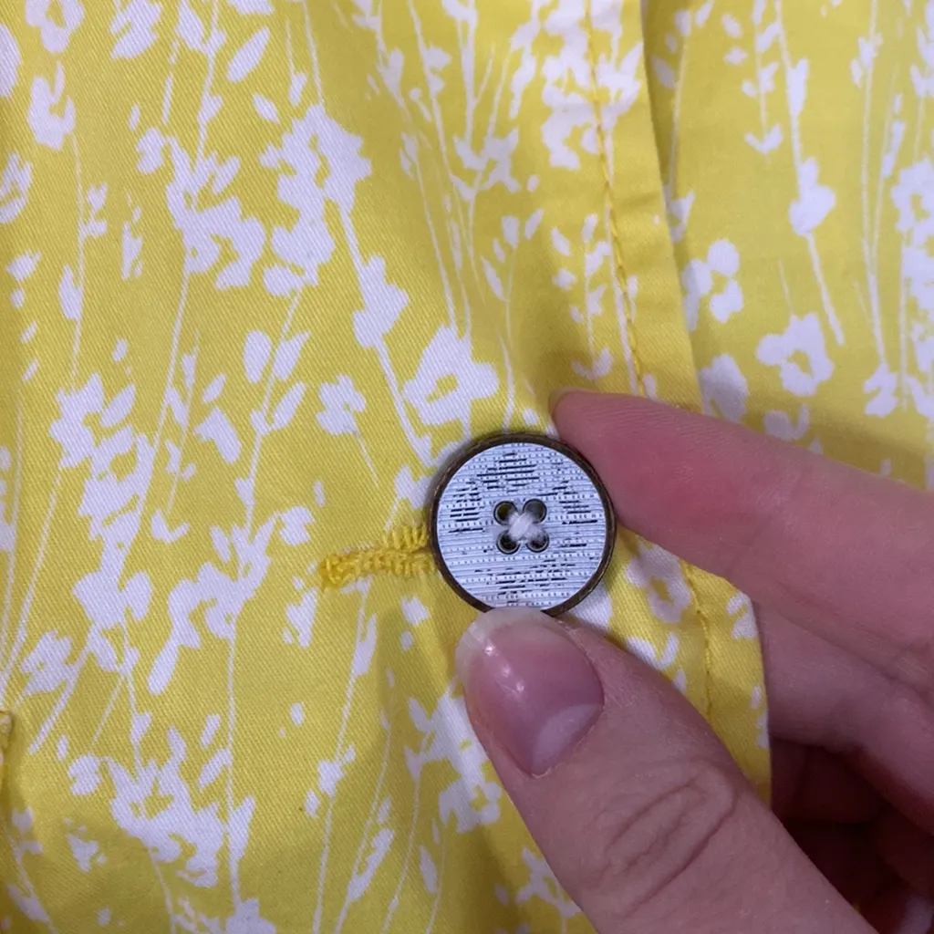 Cabi yellow floral print light cotton blend utility cargo field jacket size S - Image 9