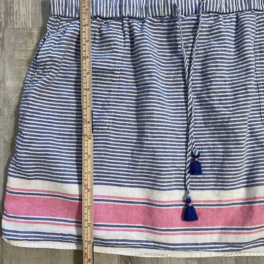 Vineyard Vines Nautical Stripes Cotton Linen Tassel Skirt Size XL - Image 9