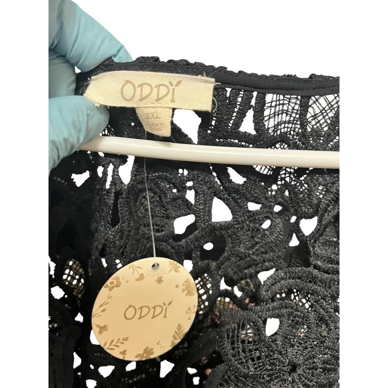 ODDŸ Crinkle Skirt Dress Womens Plus 3XL Black Lace V - Image 6