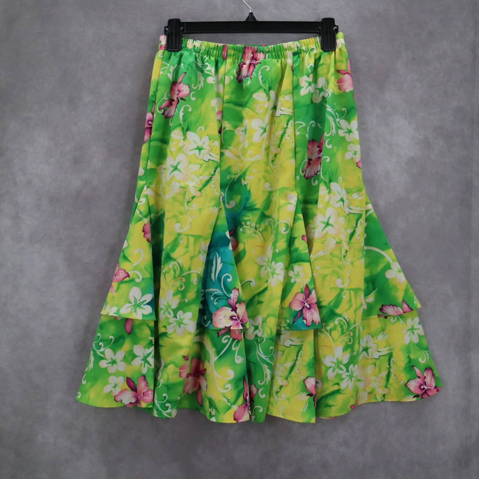 Maggie Sweet Yellow Green‎ Floral Flare Flirty Pull On Vintage Skirt S Small - Image 2