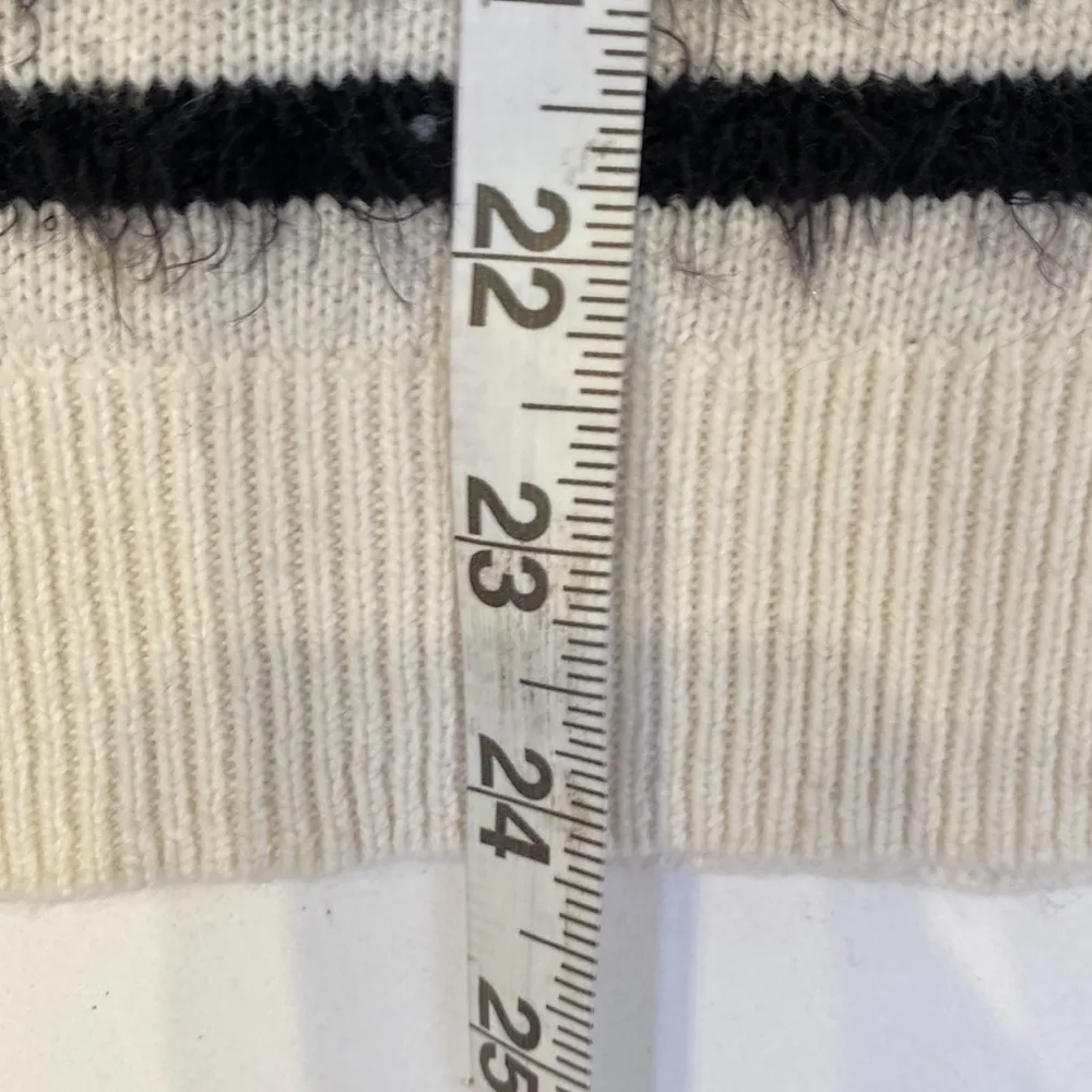 Ann Taylor LOFT Black Cream Striped Camel Hair Blend Pullover Sweater EUC Sz XL - Image 12