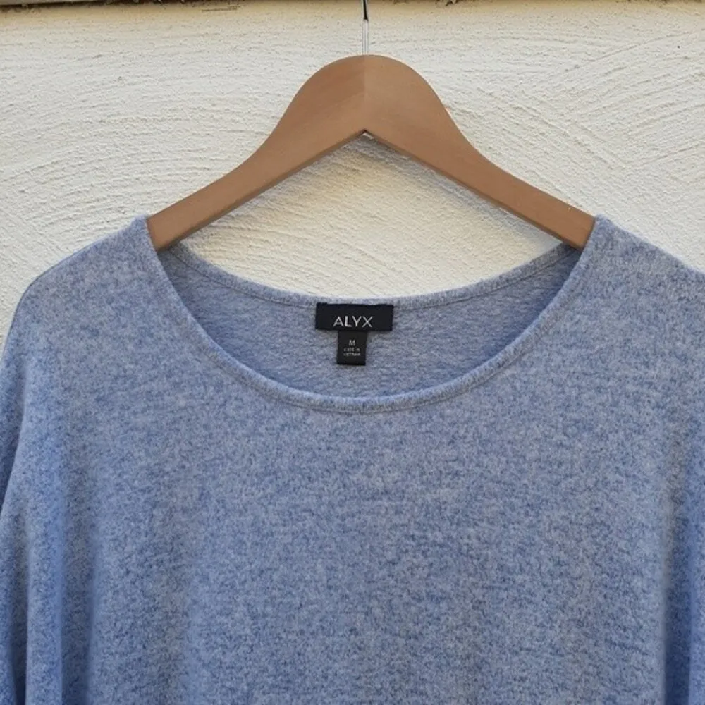 Alyx Sweater Light Blue Bat Sleeve Ruched Hemline Casual Pullover Knit Top M Size M - Image 11