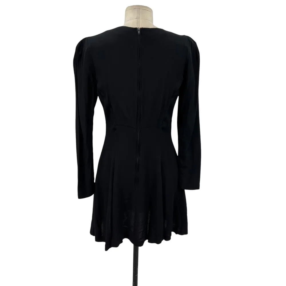 Betsey‎ Johnson Vintage Mini Dress Long Sleeve V-Neckline Black Size Medium - Image 7
