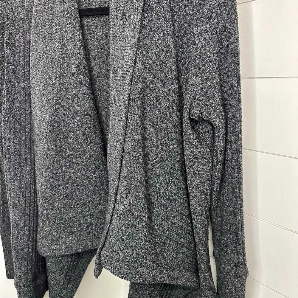 Athleta Tiburon Open Front Waterfall Draped Cardigan Charcoal Grey Size Medium - Image 3
