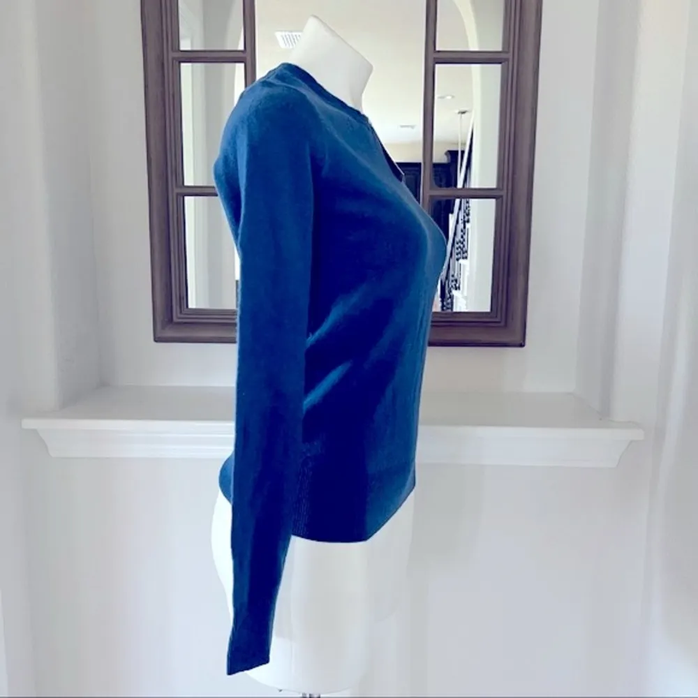 Theory Soft Cashmere Sweater Crew Neck Blue Brunnea Size P NWT $295.00 - Image 5